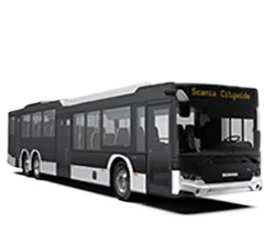 white / black Scania Citywide, city bus